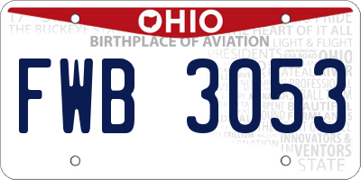 OH license plate FWB3053