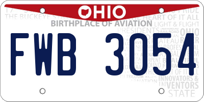 OH license plate FWB3054