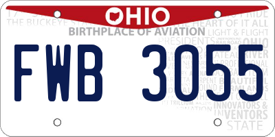 OH license plate FWB3055