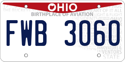 OH license plate FWB3060