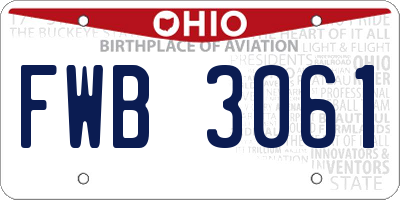 OH license plate FWB3061