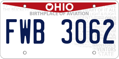 OH license plate FWB3062
