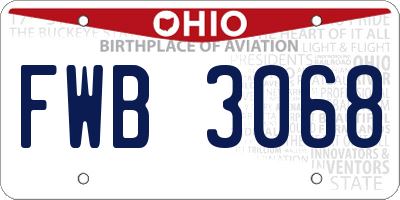 OH license plate FWB3068