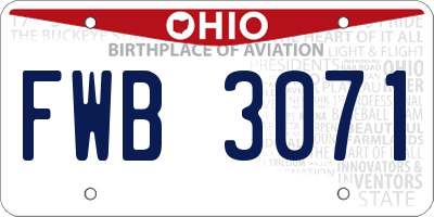 OH license plate FWB3071