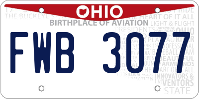 OH license plate FWB3077