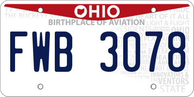 OH license plate FWB3078