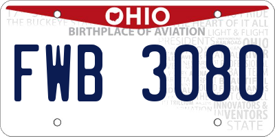 OH license plate FWB3080
