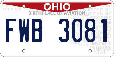 OH license plate FWB3081