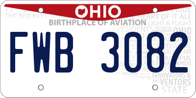 OH license plate FWB3082