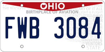 OH license plate FWB3084