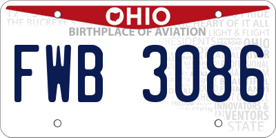OH license plate FWB3086