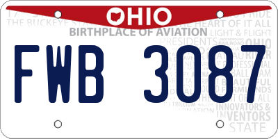 OH license plate FWB3087