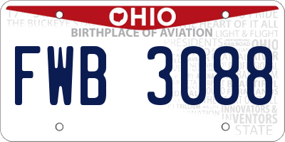 OH license plate FWB3088