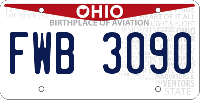 OH license plate FWB3090