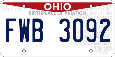 OH license plate FWB3092