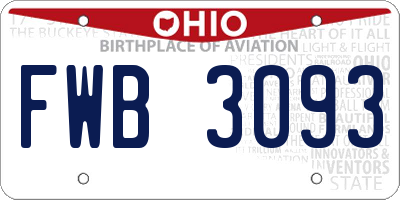 OH license plate FWB3093