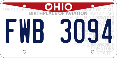 OH license plate FWB3094