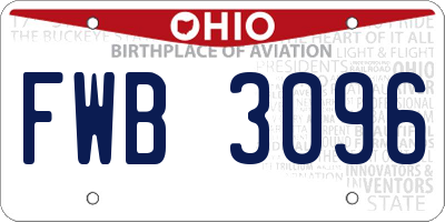 OH license plate FWB3096