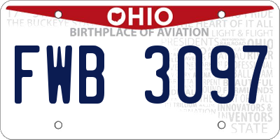 OH license plate FWB3097