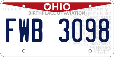 OH license plate FWB3098