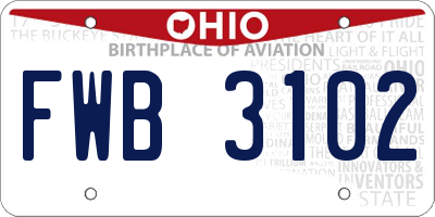 OH license plate FWB3102