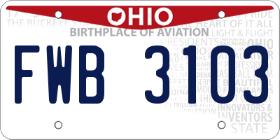 OH license plate FWB3103