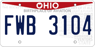 OH license plate FWB3104