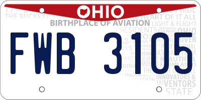 OH license plate FWB3105