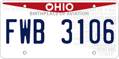 OH license plate FWB3106