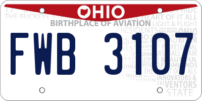 OH license plate FWB3107