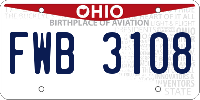 OH license plate FWB3108