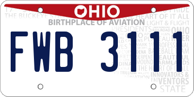 OH license plate FWB3111