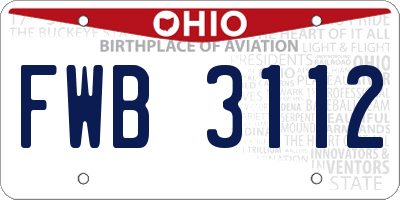 OH license plate FWB3112