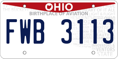 OH license plate FWB3113