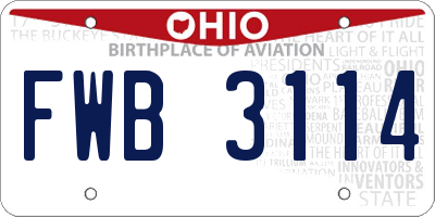 OH license plate FWB3114