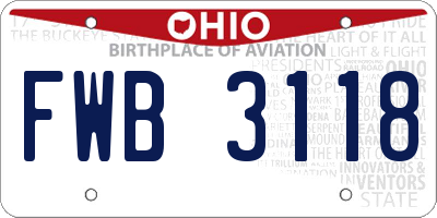 OH license plate FWB3118