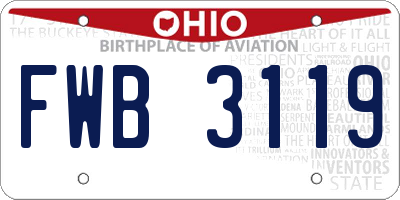 OH license plate FWB3119