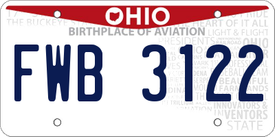 OH license plate FWB3122