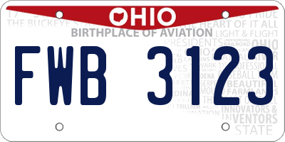 OH license plate FWB3123