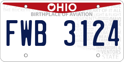 OH license plate FWB3124