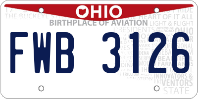 OH license plate FWB3126