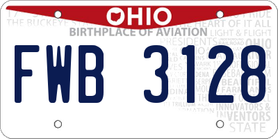 OH license plate FWB3128