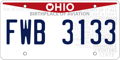 OH license plate FWB3133