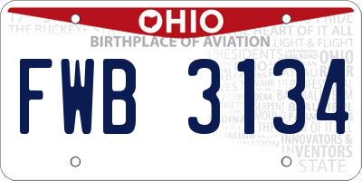 OH license plate FWB3134