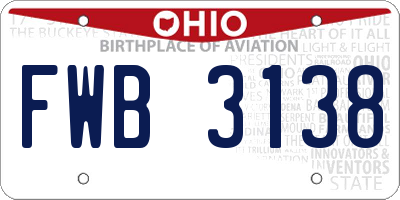 OH license plate FWB3138