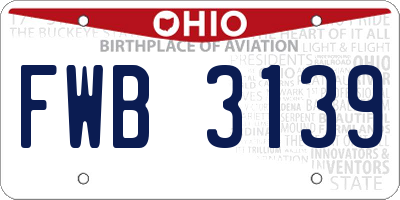 OH license plate FWB3139