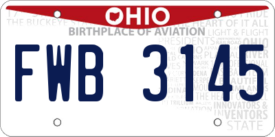 OH license plate FWB3145