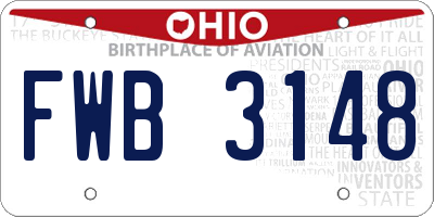 OH license plate FWB3148