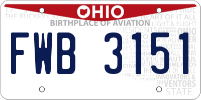 OH license plate FWB3151