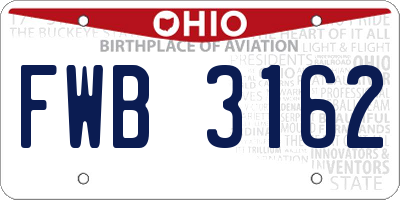 OH license plate FWB3162